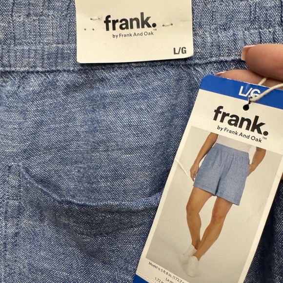 Frank & Oak Linen Blend Shorts Blue - Picture 6 of 10